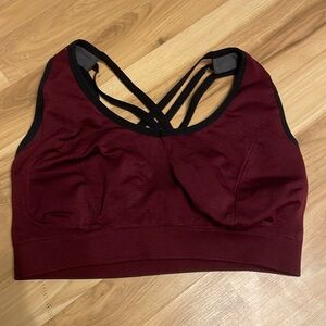 Maroon lazar back sports bra